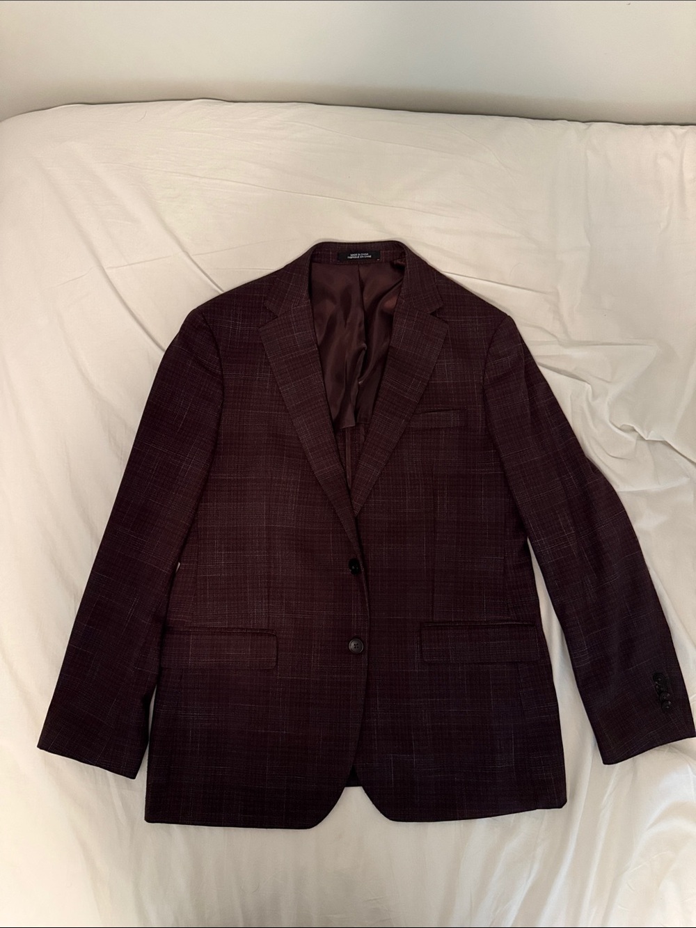 Kenneth Cole Men's Burgundy Plaid Sport Coat